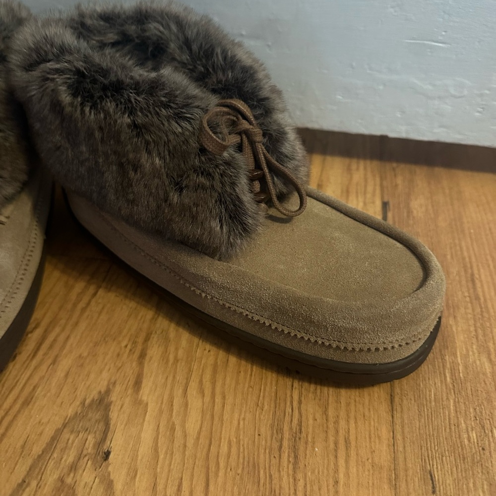 Cozy Brown Ankle Boots with Faux Fur Trim - Picture 3 of 3